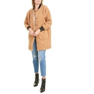Sage Camel Teddy Button-Up Coat